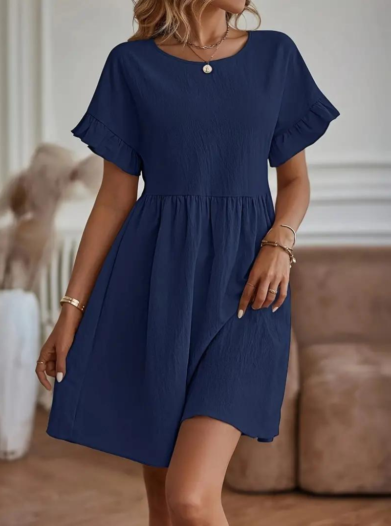 Chloe Loose Fit Short Sleeve Ruffle Summer Dress