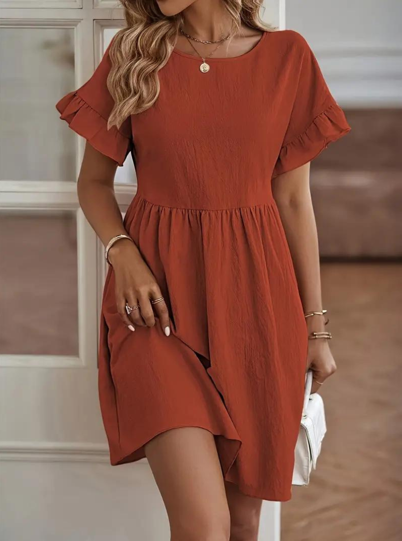 Chloe Loose Fit Short Sleeve Ruffle Summer Dress