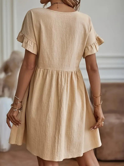 Chloe Loose Fit Short Sleeve Ruffle Summer Dress