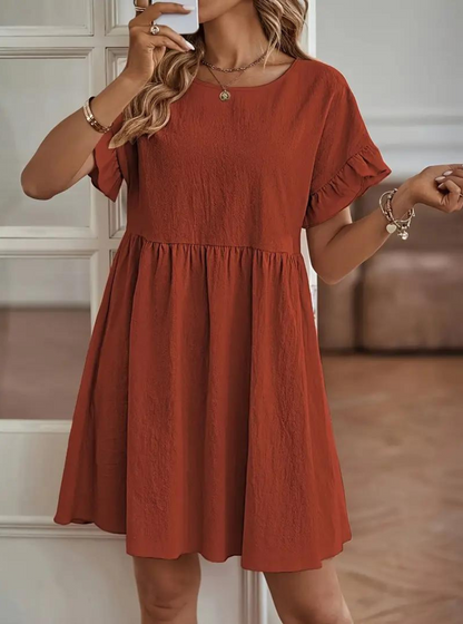 Chloe Loose Fit Short Sleeve Ruffle Summer Dress