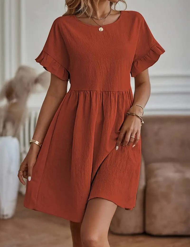 Chloe Loose Fit Short Sleeve Ruffle Summer Dress