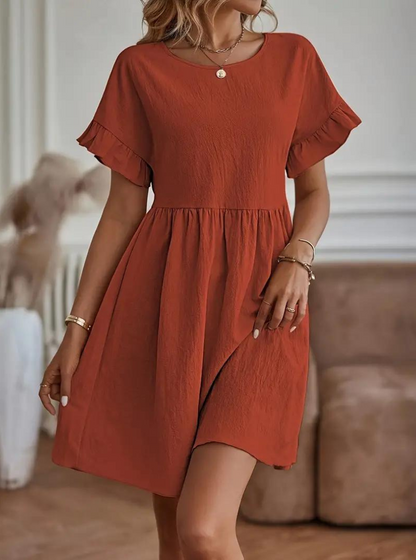 Chloe Loose Fit Short Sleeve Ruffle Summer Dress