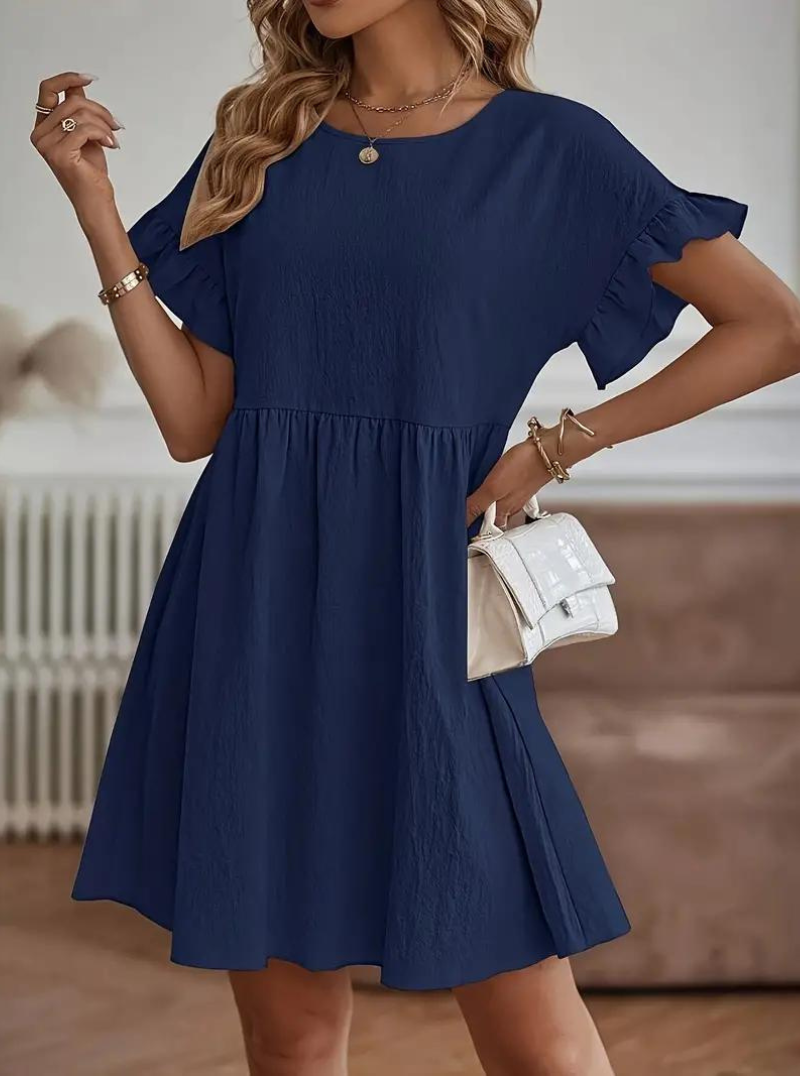 Chloe Loose Fit Short Sleeve Ruffle Summer Dress