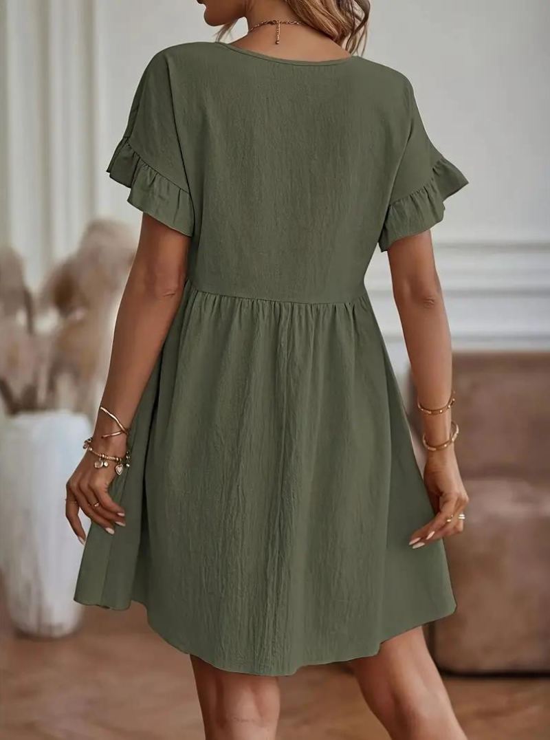 Chloe Loose Fit Short Sleeve Ruffle Summer Dress