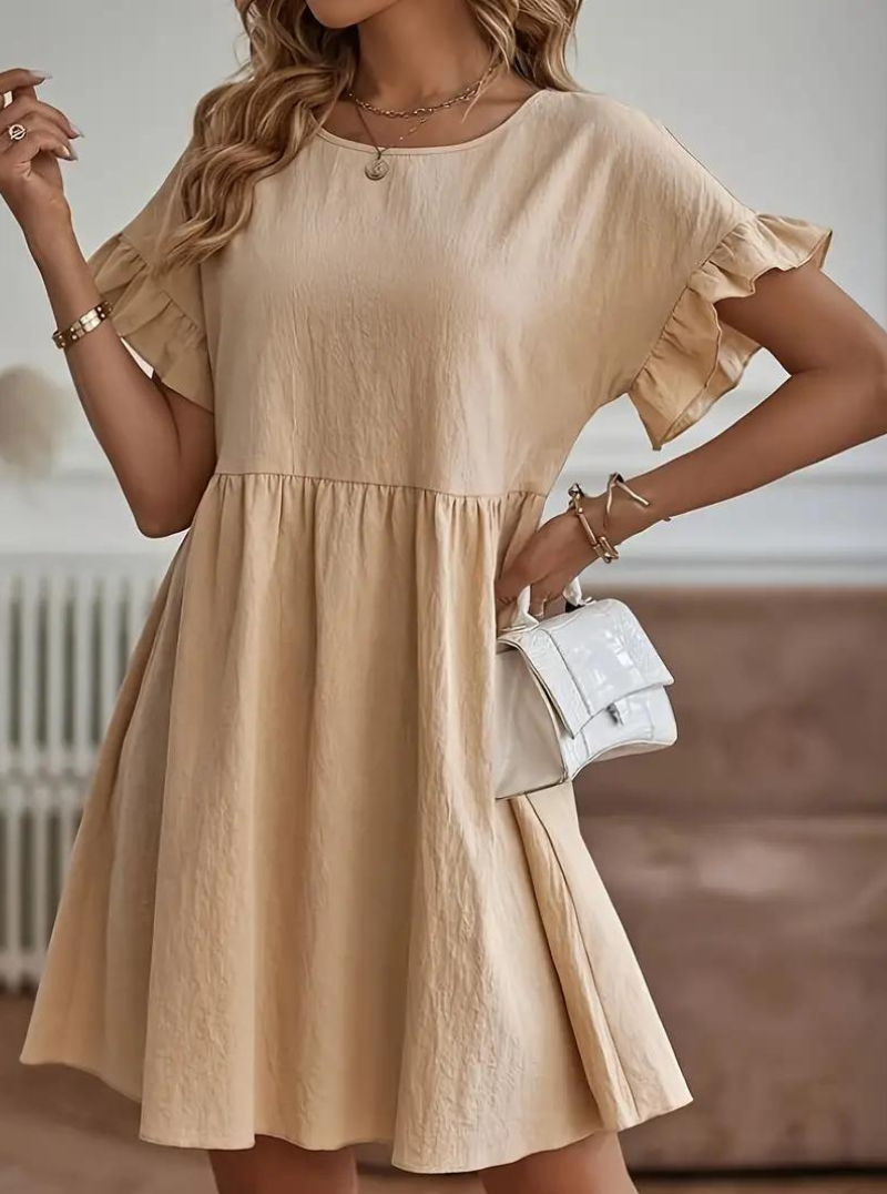 Chloe Loose Fit Short Sleeve Ruffle Summer Dress