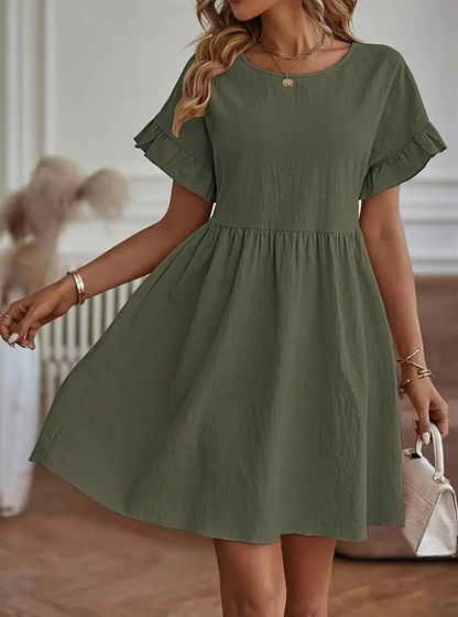 Chloe Loose Fit Short Sleeve Ruffle Summer Dress