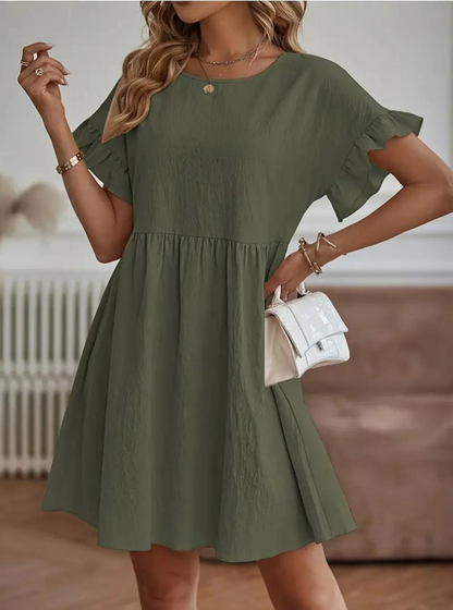 Chloe Loose Fit Short Sleeve Ruffle Summer Dress