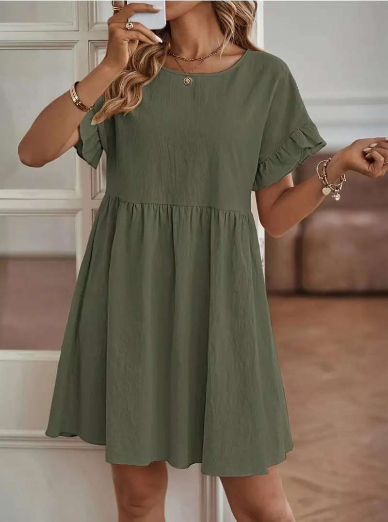 Chloe Loose Fit Short Sleeve Ruffle Summer Dress