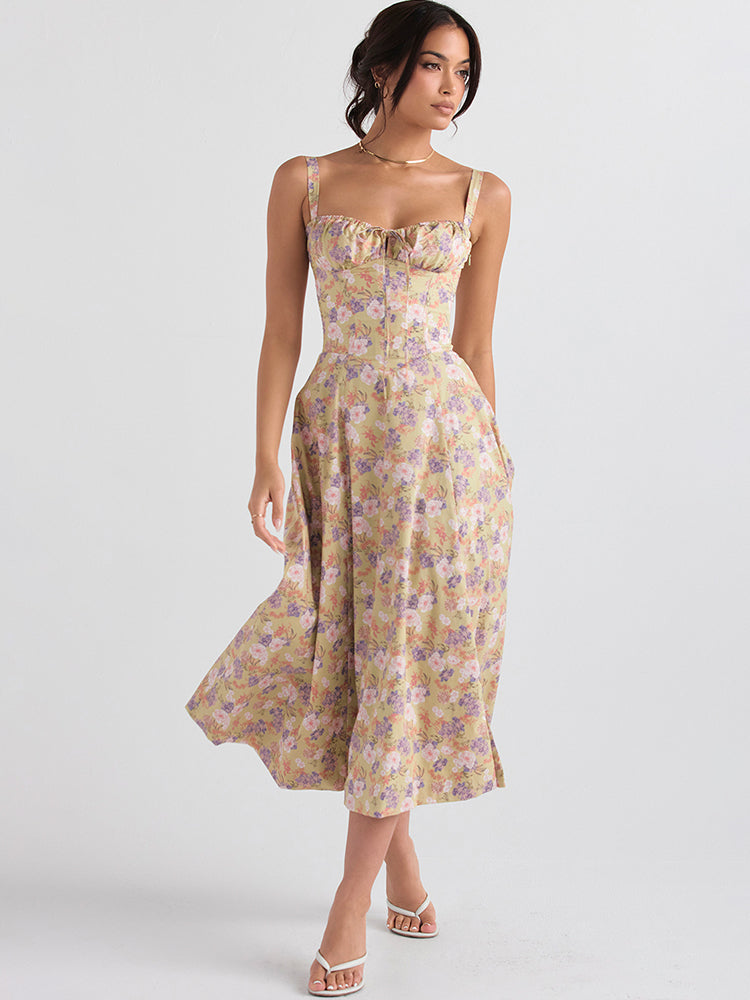 Gemma Sleeveless Floral Midi Summer Dress