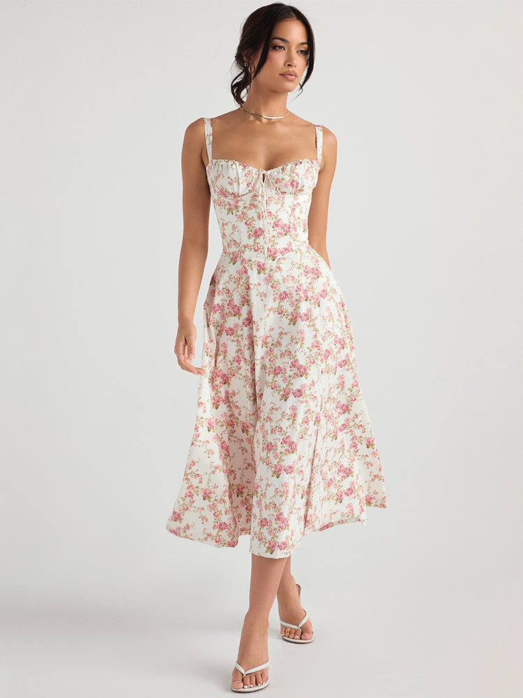 Gemma Sleeveless Floral Midi Summer Dress