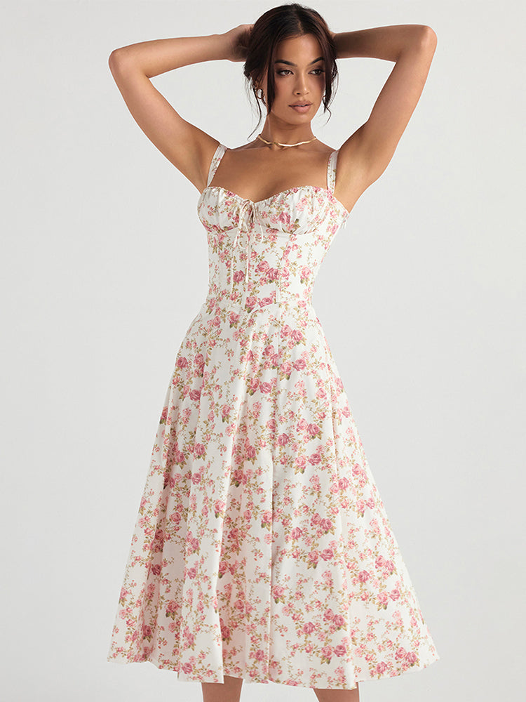 Gemma Sleeveless Floral Midi Summer Dress