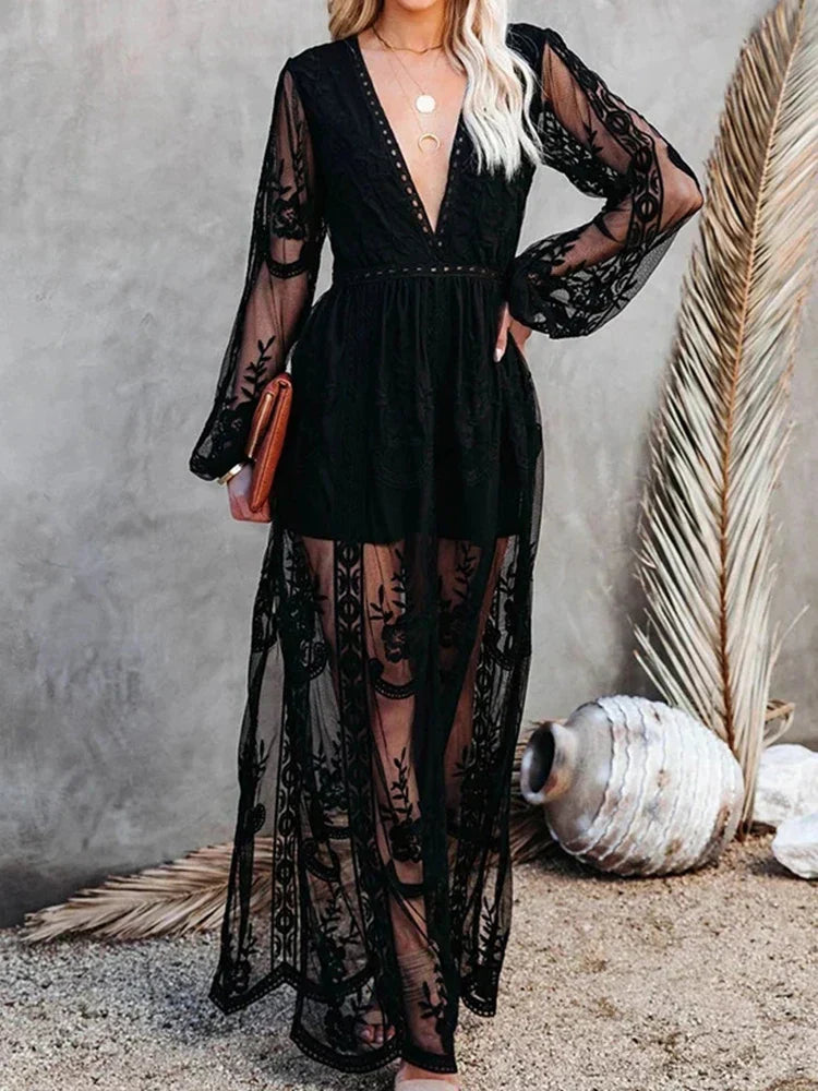 Elara Bohemian Lace Maxi Summer Dress