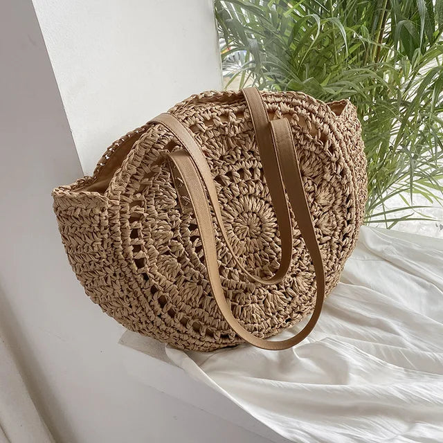 Boho Bliss Bag - Stylish Straw Shoulder Bag