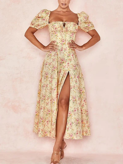 Charmie Floral Puff Sleeve Maxi Summer Dress