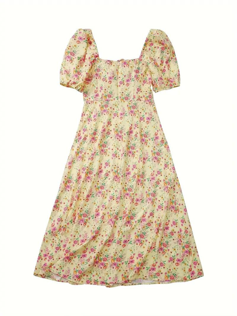 Charmie Floral Puff Sleeve Maxi Summer Dress