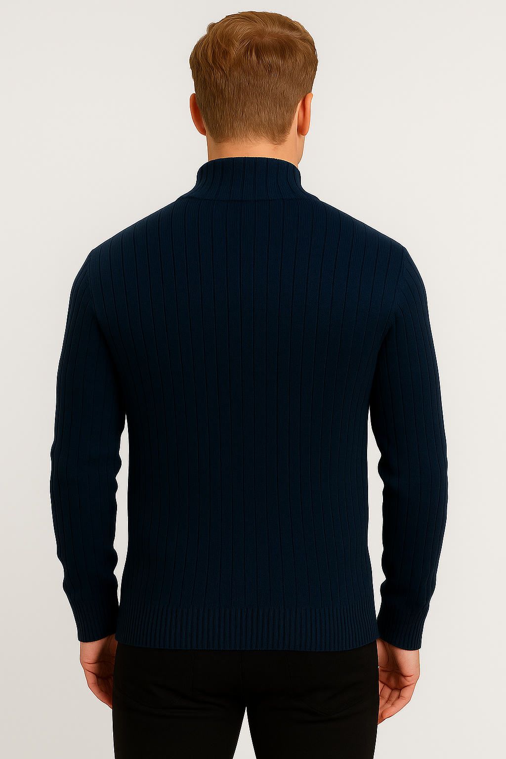 Trendy Long Sleeve Men's Cotton Cardigan - Elegant Knitted Layer-blue-back