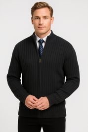 Trendy Long Sleeve Men's Cotton Cardigan - Elegant Knitted Layer-dark-grey