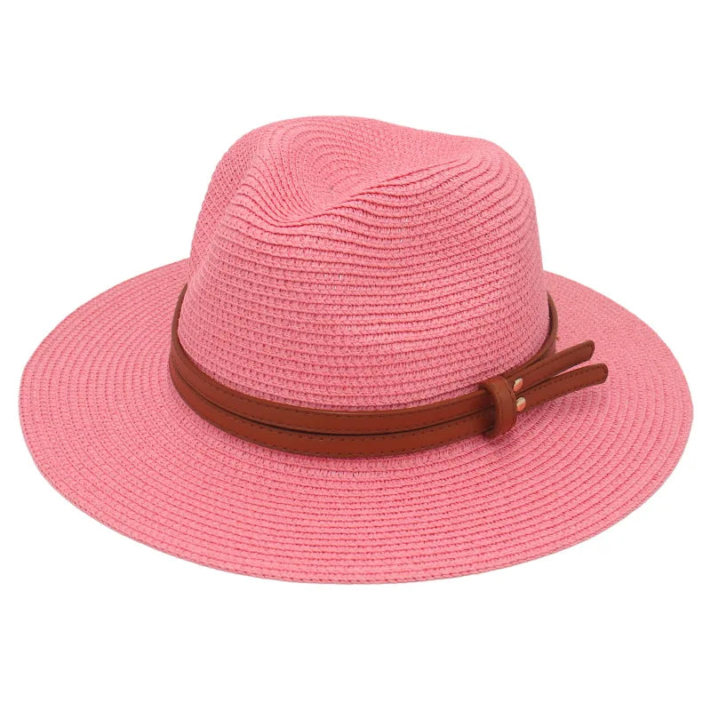 Unisex Wide Brimmed Straw Beach Hat for Sun Protection and Outdoor Style 1