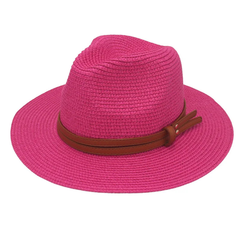 Unisex Wide Brimmed Straw Beach Hat for Sun Protection and Outdoor Style 11