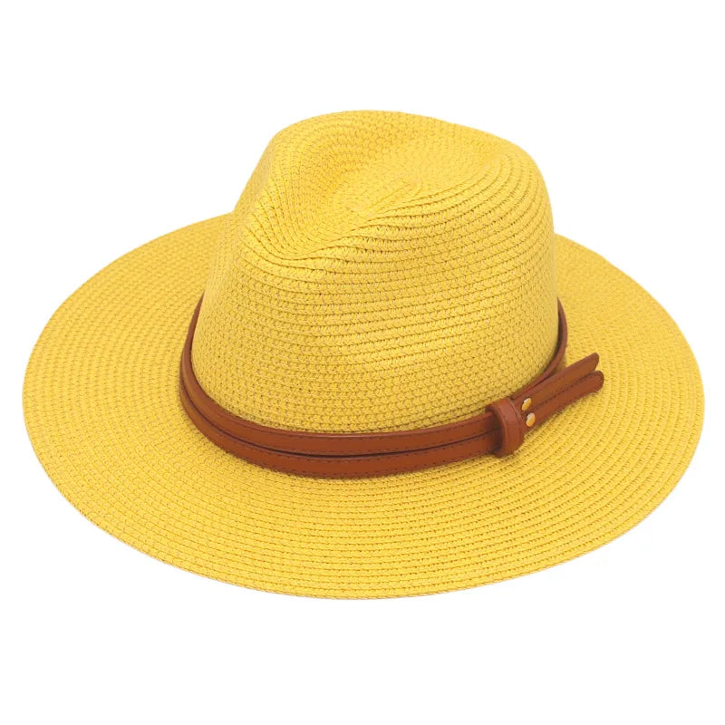 Unisex Wide Brimmed Straw Beach Hat for Sun Protection and Outdoor Style 12