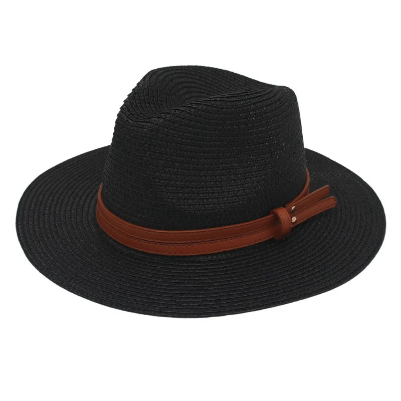 Unisex Wide Brimmed Straw Beach Hat for Sun Protection and Outdoor Style 13
