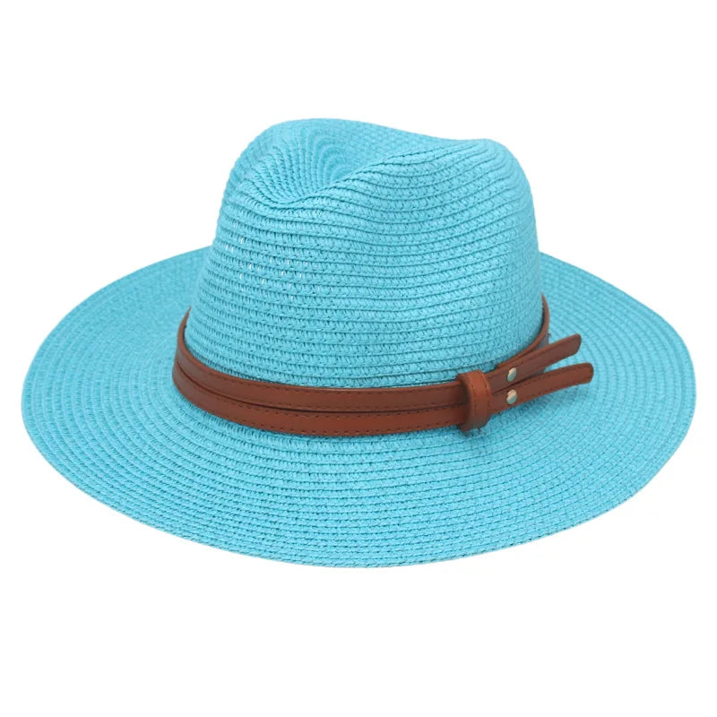 Unisex Wide Brimmed Straw Beach Hat for Sun Protection and Outdoor Style 16