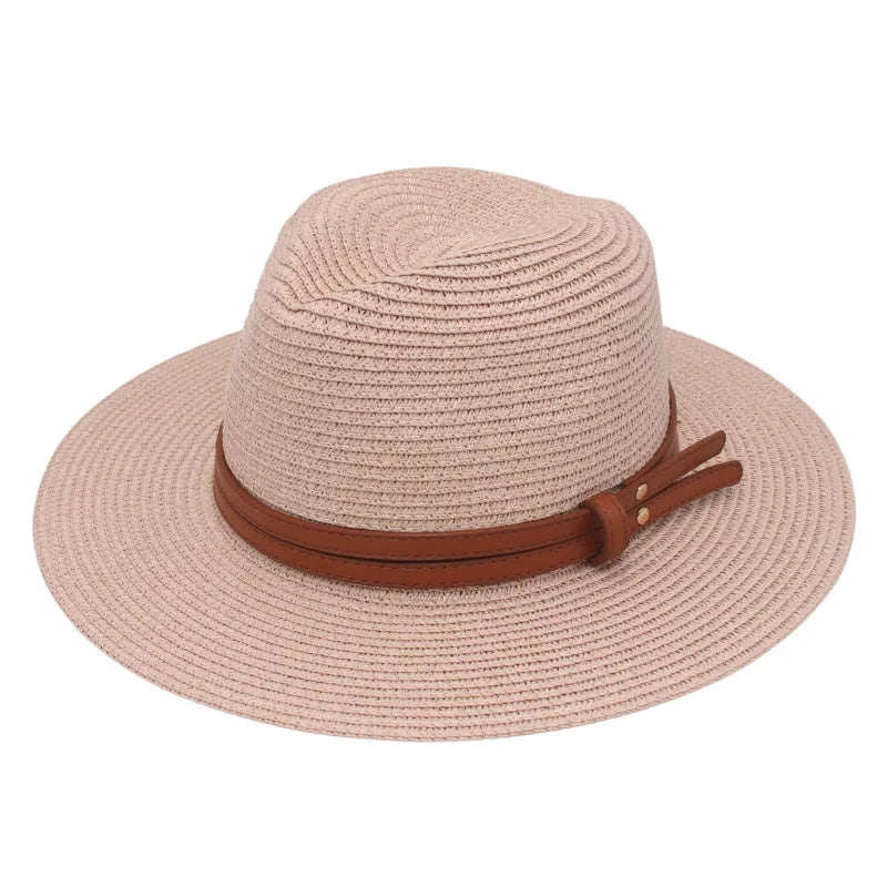 Unisex Wide Brimmed Straw Beach Hat for Sun Protection and Outdoor Style 17