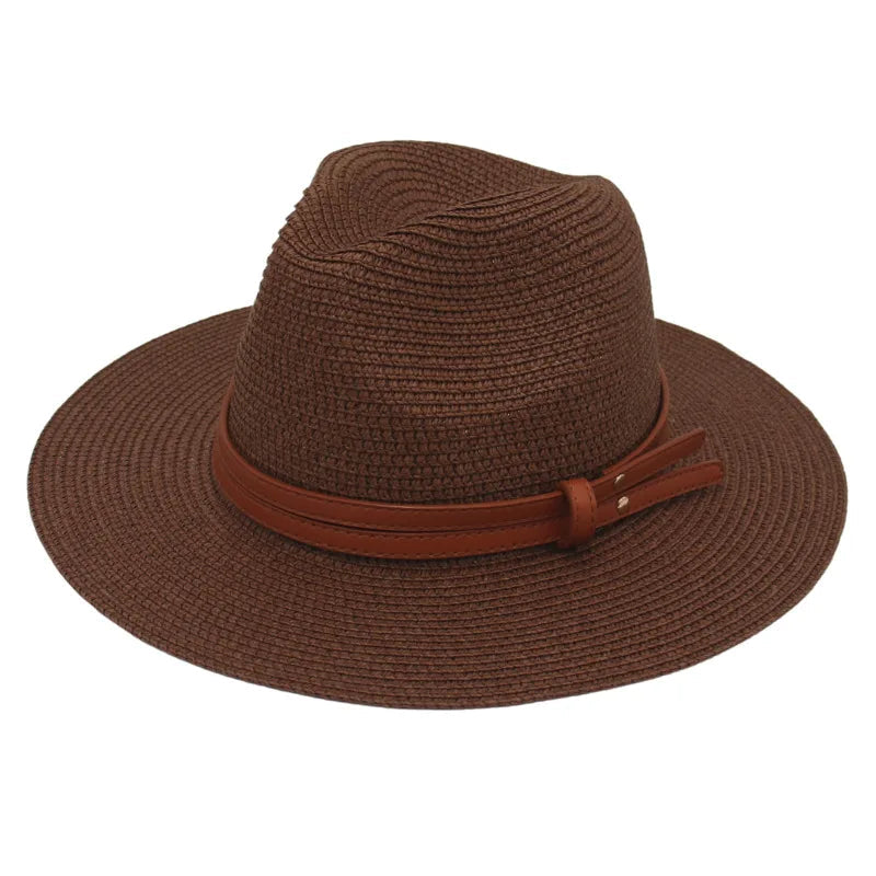 Unisex Wide Brimmed Straw Beach Hat for Sun Protection and Outdoor Style 18