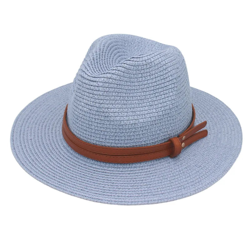 Unisex Wide Brimmed Straw Beach Hat for Sun Protection and Outdoor Style 19