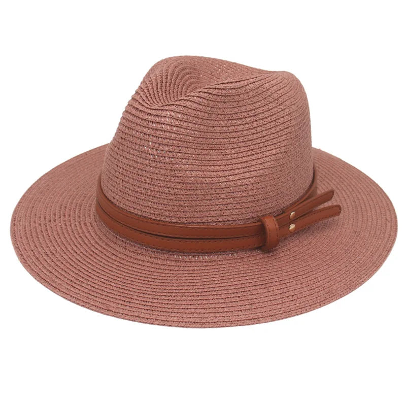 Unisex Wide Brimmed Straw Beach Hat for Sun Protection and Outdoor Style 4