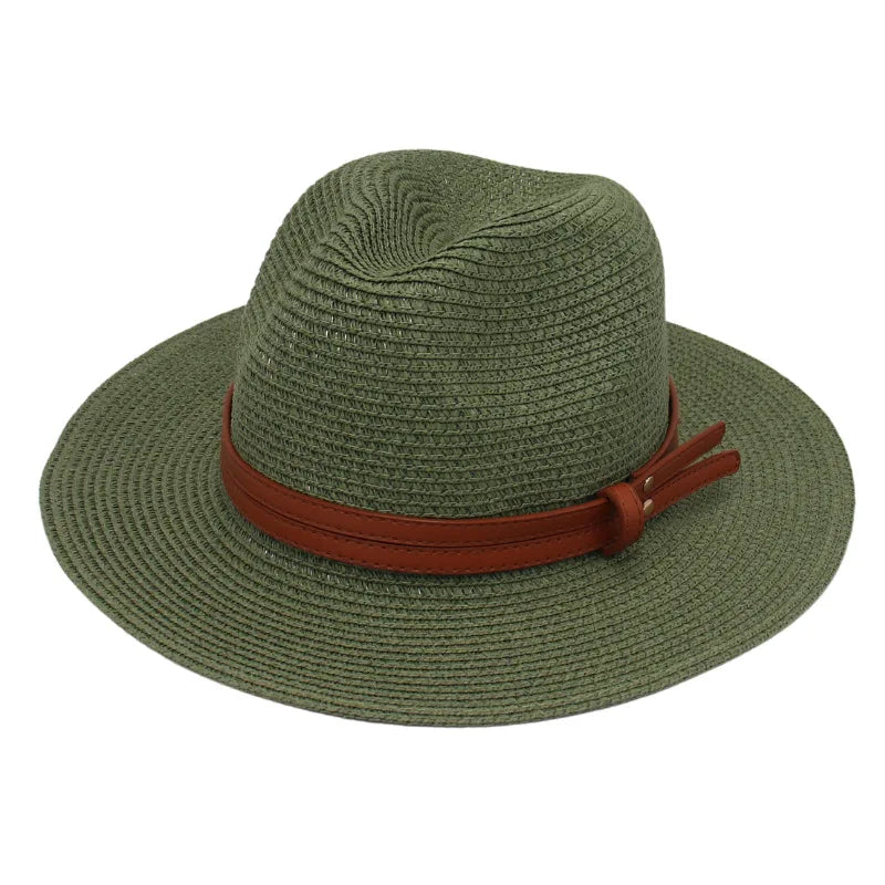 Unisex Wide Brimmed Straw Beach Hat for Sun Protection and Outdoor Style 8