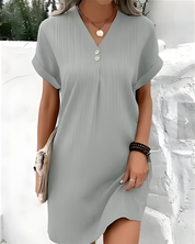 Caitlin Elegant V-Neck Tummy-Flattering Summer Dress