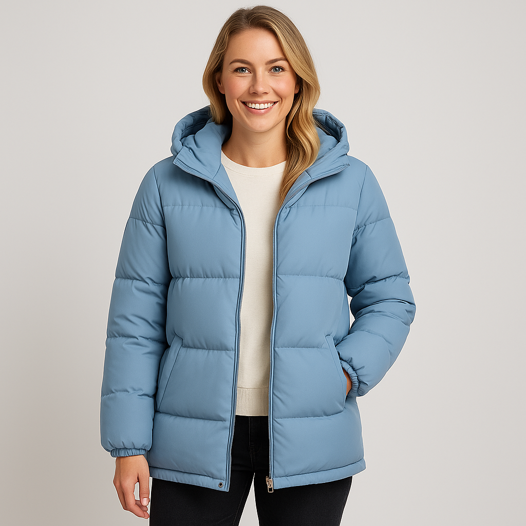 Variant image for Women's Black Puffer Jacket - Warm Hooded Winter Coat for Everyday Wear-112