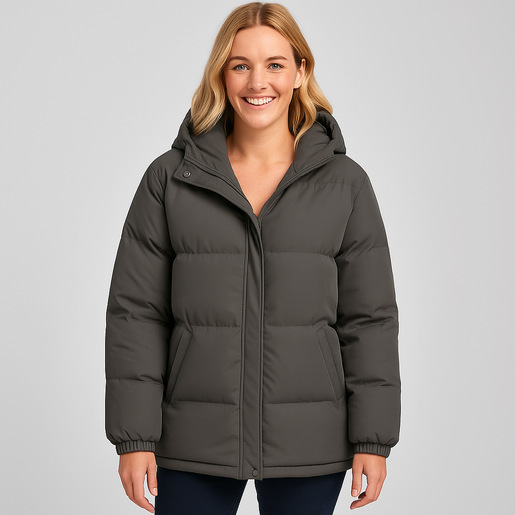 Variant image for Women's Black Puffer Jacket - Warm Hooded Winter Coat for Everyday Wear-213