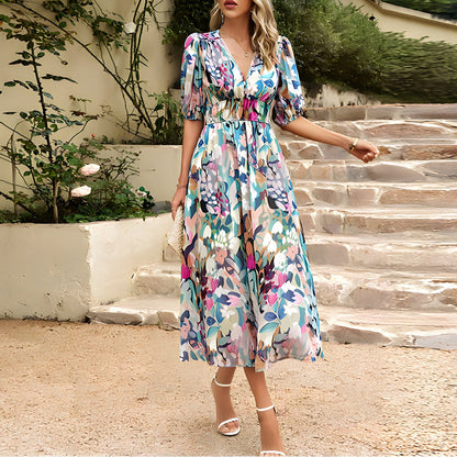 Kyra V-Neck Midi Summer Dress