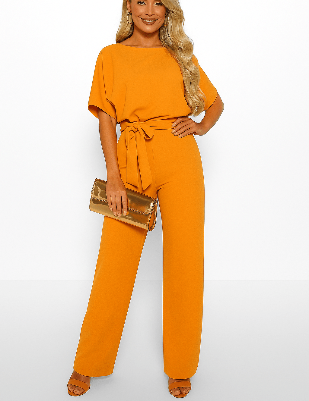 Women's Black Jumpsuit with Adjustable Belt for Casual and Formal Wear 11