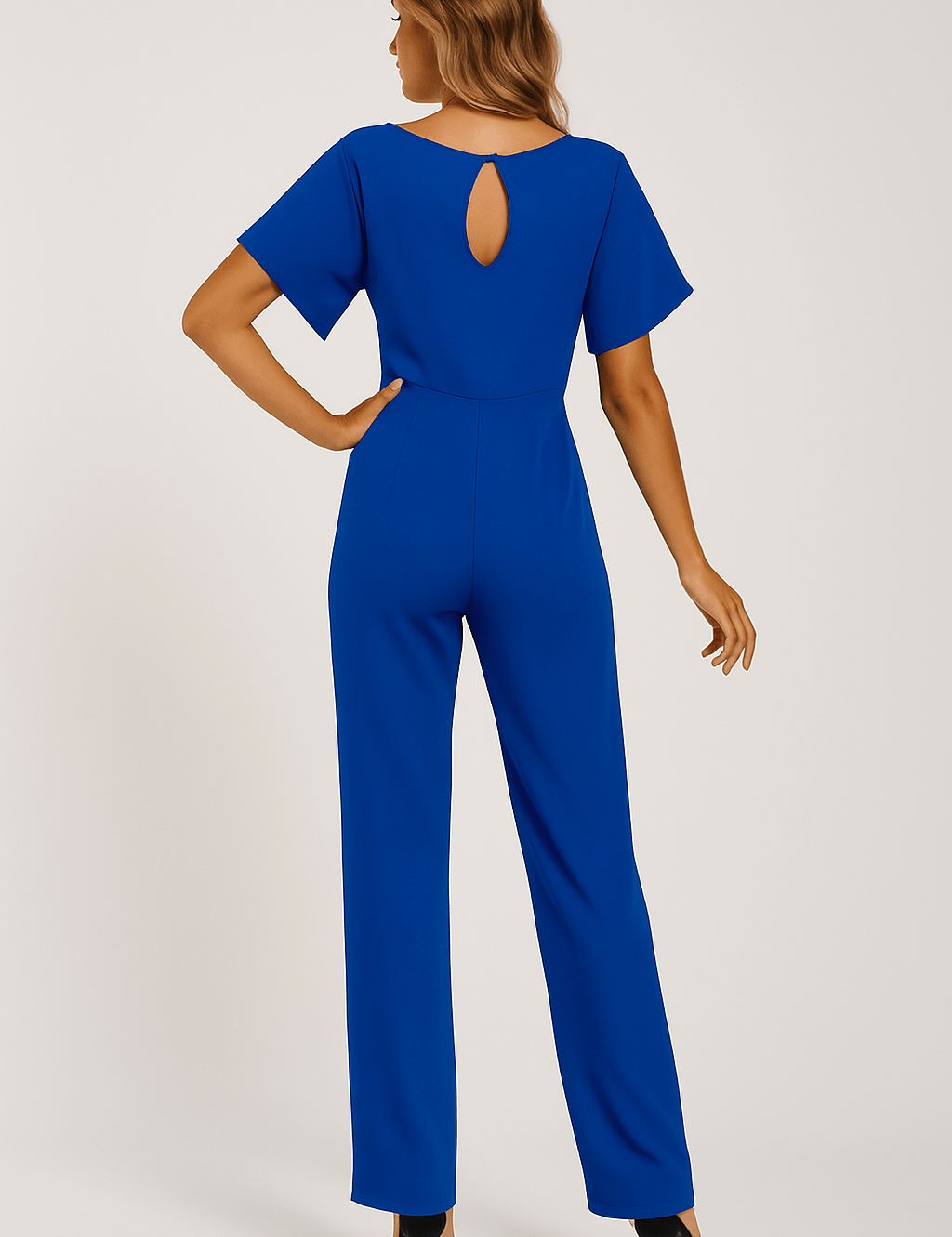 Women's Black Jumpsuit with Adjustable Belt for Casual and Formal Wear 7