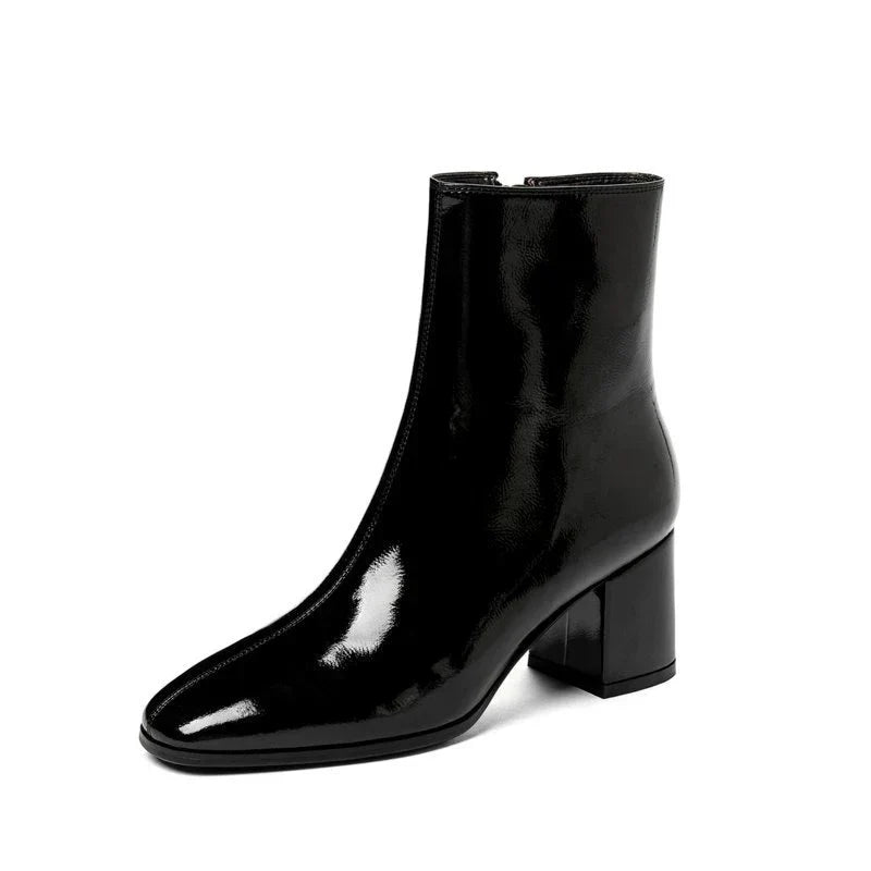Women's Black Patent Leather Ankle Boots - Stylish & Comfortable Footwear 0