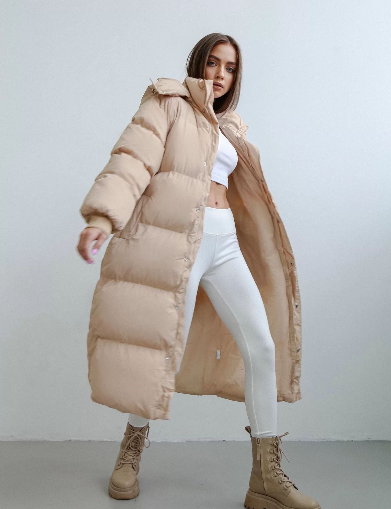 Women's Black Puffer Jacket - Oversized Hooded Winter Coat for Cold Weather 0