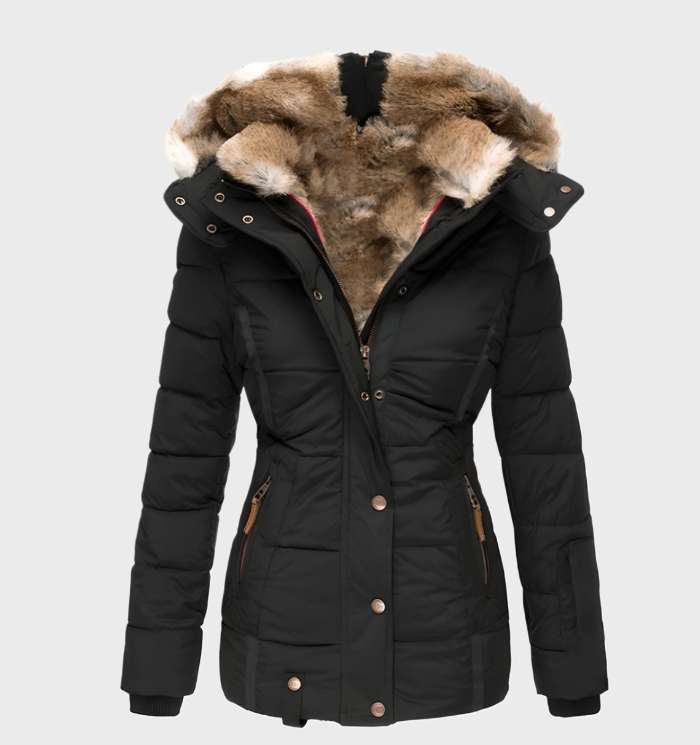 Women's Black Puffer Jacket - Stylish Winter Coat for Women with Hood 0