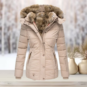 Women's Black Puffer Jacket with Faux Fur Lining - Warm Winter Coat 0