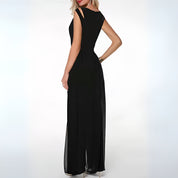 Women's Black Wide Leg Jumpsuit - Sleeveless Elegant Fashion Outfit 1