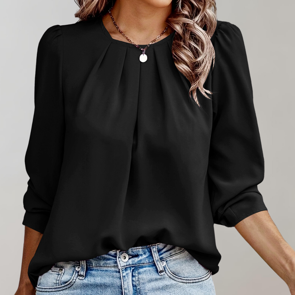 Women's Blouse with Pleats and Puff Sleeves - Stylish Top for Casual and Formal Wear 2