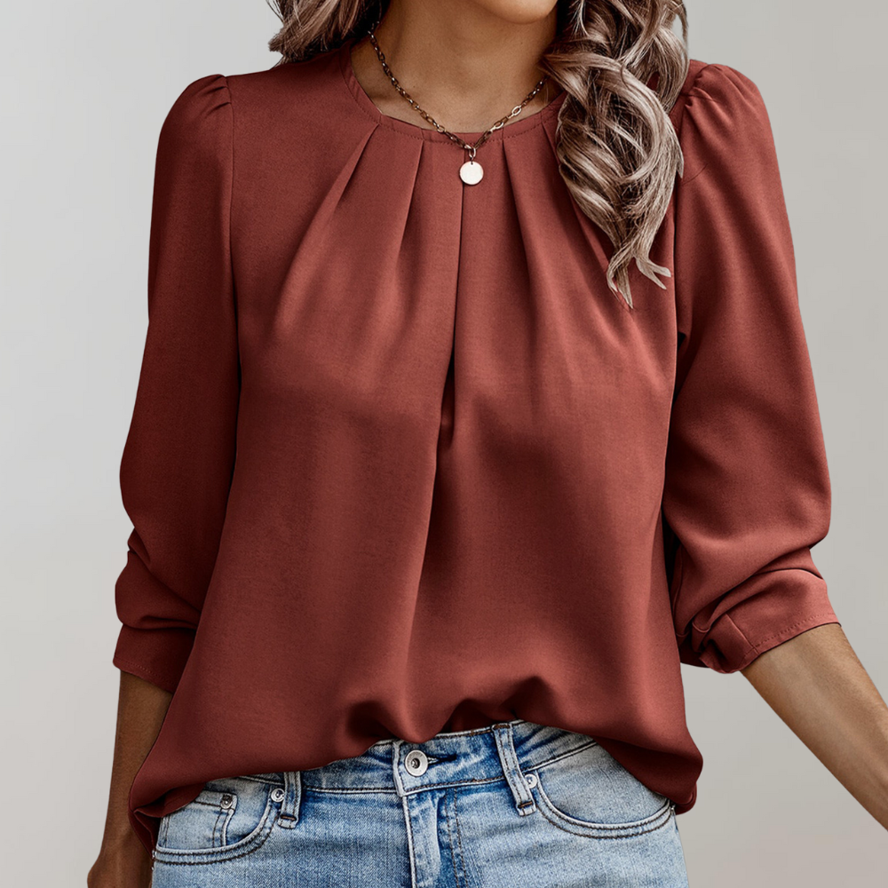 Women's Blouse with Pleats and Puff Sleeves - Stylish Top for Casual and Formal Wear 4
