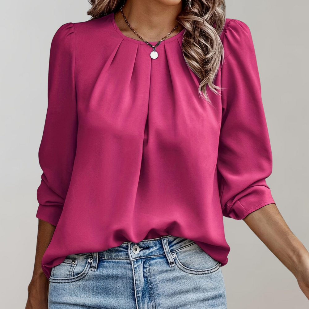 Women's Blouse with Pleats and Puff Sleeves - Stylish Top for Casual and Formal Wear 5