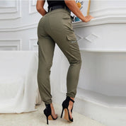 Women's Cargo Pants - Skinny Fit Jogger Style with Pockets for Casual Wear 5