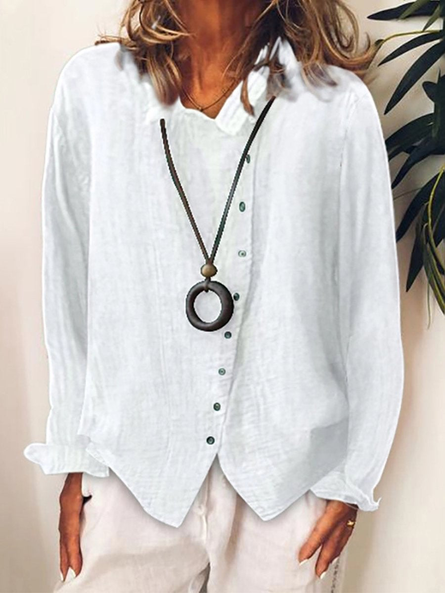 Women's Casual Long Shirt - Relaxed Fit Cotton Linen Blend for Year-Round Wear 1