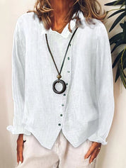 Women's Casual Long Shirt - Relaxed Fit Cotton Linen Blend for Year-Round Wear 1