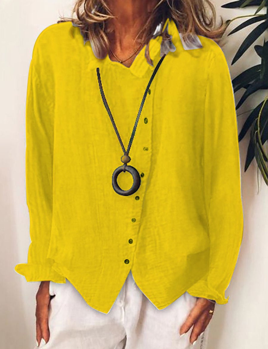 Women's Casual Long Shirt - Relaxed Fit Cotton Linen Blend for Year-Round Wear 4