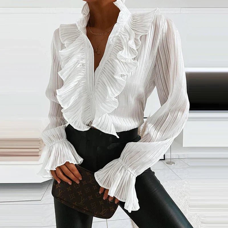 Women's Chiffon Blouse with Flattering Gathers for Elegant Style 0